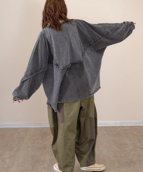 mililopiulu/ミリロピュール ケミカルデニム裏毛ドルマンプル