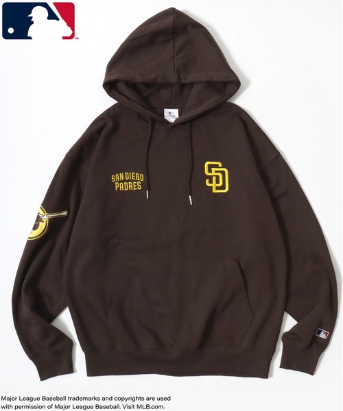 MLB（メジャーリーグベースボール）の「MLB/メジャーリーグベースボール オーバーサイズ 裏起毛 ロゴ ワッペン ワンポイント刺繍 スウェット パーカー/レディース メンズ（パーカー・レディース・ネイビー/ブラウン/ブラック/アッシュグレー・M/L/LL）」の3枚目の写真