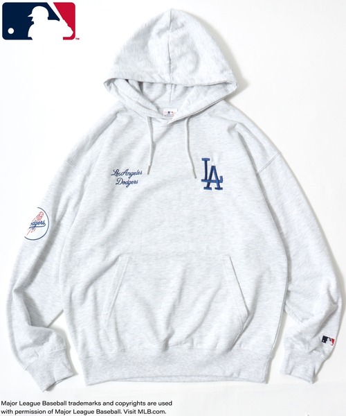 MLB（メジャーリーグベースボール）の「MLB/メジャーリーグベースボール オーバーサイズ 裏起毛 ロゴ ワッペン ワンポイント刺繍 スウェット パーカー/レディース メンズ（パーカー・レディース・ネイビー/ブラウン/ブラック/アッシュグレー・M/L/LL）」の2枚目の写真