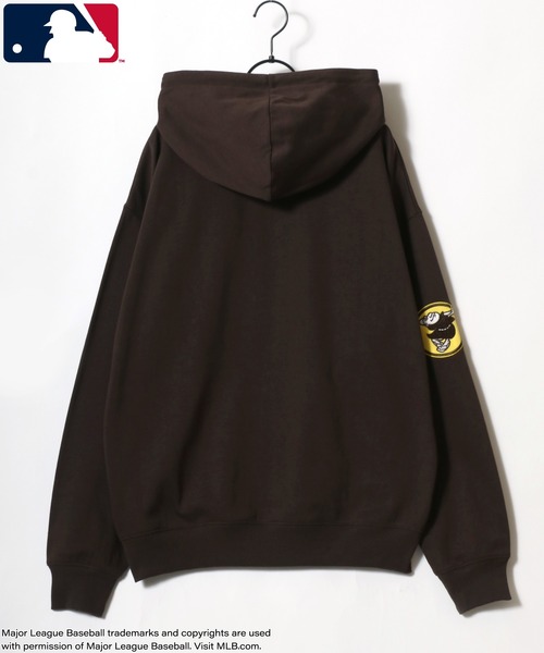 MLB（メジャーリーグベースボール）の「MLB/メジャーリーグベースボール オーバーサイズ 裏起毛 ロゴ ワッペン ワンポイント刺繍 スウェット パーカー/レディース メンズ（パーカー・レディース・ネイビー/ブラウン/ブラック/アッシュグレー・M/L/LL）」の19枚目の写真