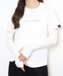 オーガニックコットン100%+テラヘルツ鉱石プリント+シリカ加工 フィットTシャツ+アームカバー