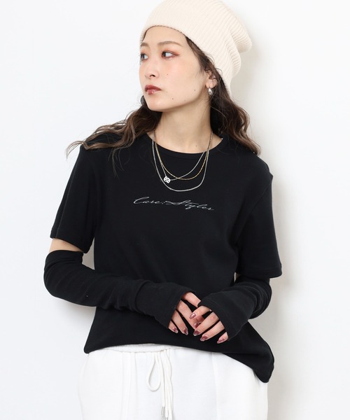 FUNALIVE(ファンアライブ)の「オーガニックコットン100%+テラヘルツ鉱石プリント+シリカ加工 フィットTシャツ+アームカバー(Tシャツ/カットソー・レディース・オフホワイト/ブラック・L/M)」の11枚目の写真