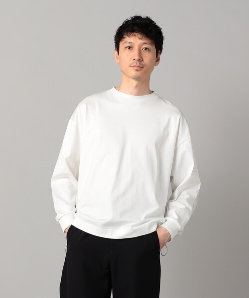 β MEN(ベータメン)の「異素材切替 ロンT(Tシャツ/カットソー・メンズ・ホワイト/チャコールグレー・M/L)」の1枚目の写真