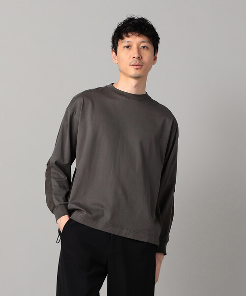 β MEN(ベータメン)の「異素材切替 ロンT(Tシャツ/カットソー・メンズ・ホワイト/チャコールグレー・M/L)」の2枚目の写真