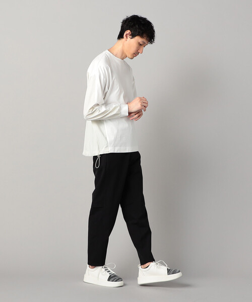 β MEN(ベータメン)の「異素材切替 ロンT(Tシャツ/カットソー・メンズ・ホワイト/チャコールグレー・M/L)」の3枚目の写真