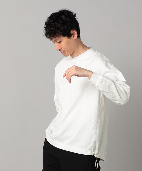 β MEN(ベータメン)の「異素材切替 ロンT(Tシャツ/カットソー・メンズ・ホワイト/チャコールグレー・M/L)」の6枚目の写真