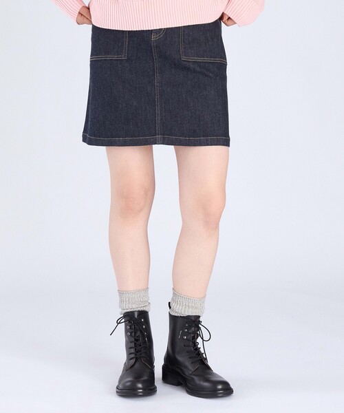 To b. by agnes b.(トゥービーバイアニエスベー)の「デニム ミニスカート(スカート・レディース・ネイビー・38/40/36)」の7枚目の写真