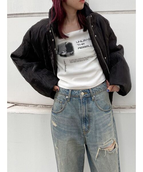 MURUA(ムルーア)の「シアーパディングブルゾン(ブルゾン・レディース・ブラウン/ブラック・FREE)」の8枚目の写真