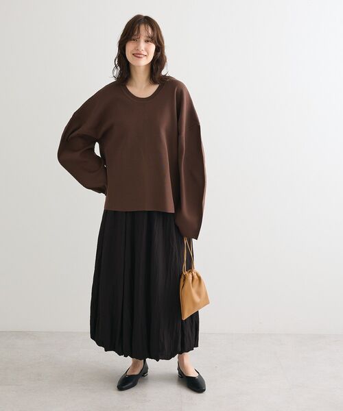 Green　Parks（グリーンパークス）の「微光沢サテンバルーンスカート（スカート・レディース・アイボリー/ブラック・FREE）」の4枚目の写真