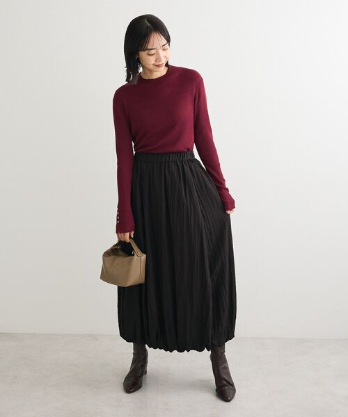 Green　Parks（グリーンパークス）の「微光沢サテンバルーンスカート（スカート・レディース・アイボリー/ブラック・FREE）」の12枚目の写真