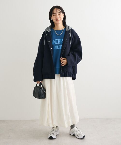 Green　Parks（グリーンパークス）の「微光沢サテンバルーンスカート（スカート・レディース・アイボリー/ブラック・FREE）」の13枚目の写真