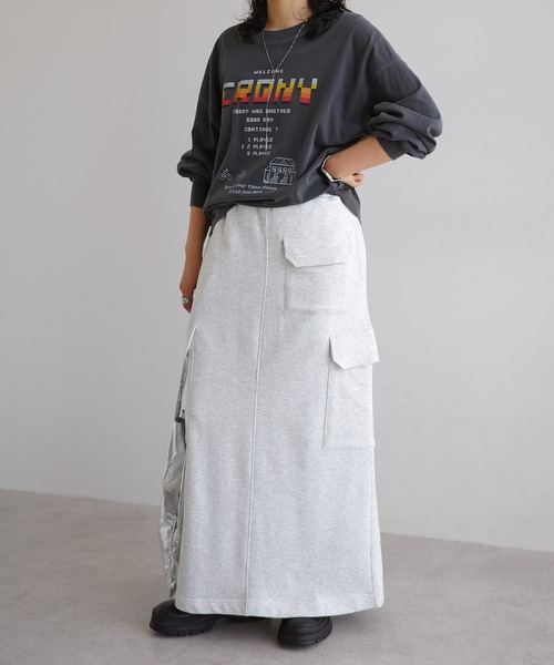ANME（アンメ）の「スウェットカーゴタイトスカート（スカート・レディース・オートミール/ブラック・M/L）」の4枚目の写真