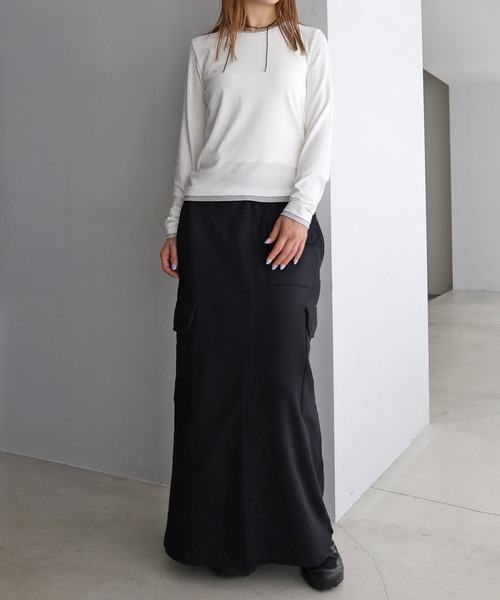 ANME（アンメ）の「スウェットカーゴタイトスカート（スカート・レディース・オートミール/ブラック・M/L）」の7枚目の写真