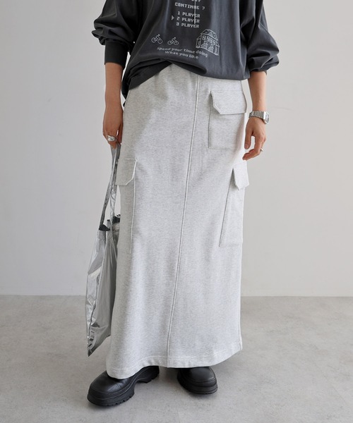ANME（アンメ）の「スウェットカーゴタイトスカート（スカート・レディース・オートミール/ブラック・M/L）」の8枚目の写真