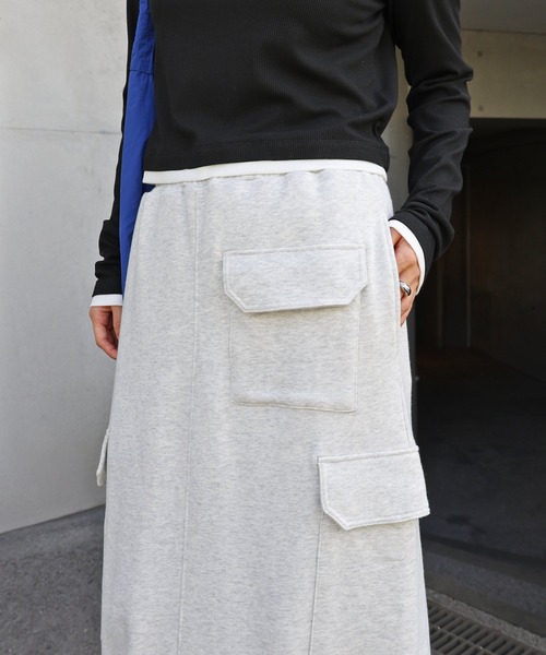 ANME（アンメ）の「スウェットカーゴタイトスカート（スカート・レディース・オートミール/ブラック・M/L）」の13枚目の写真