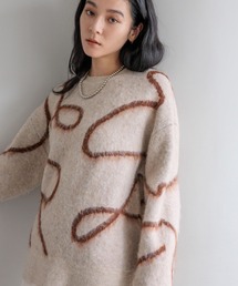 LOWRYS FARM | ニュアンスラインニットプルオーバーＬＳ　600399(ニット/セーター)