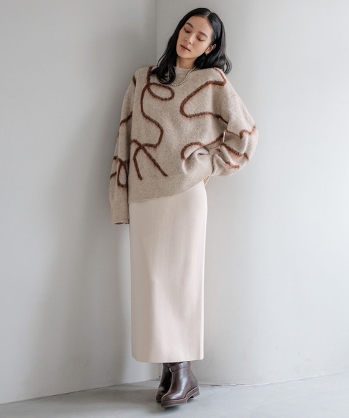 LOWRYS FARM（ローリーズファーム）の「ニュアンスラインニットプルオーバーＬＳ　600399（ニット/セーター・レディース・チャコールグレー/ライトグリーン/アイボリー・FREE）」の14枚目の写真