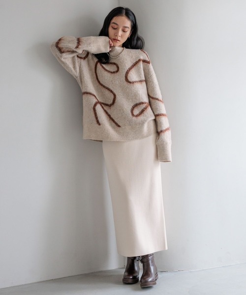 LOWRYS FARM（ローリーズファーム）の「ニュアンスラインニットプルオーバーＬＳ　600399（ニット/セーター・レディース・チャコールグレー/ライトグリーン/アイボリー・FREE）」の15枚目の写真