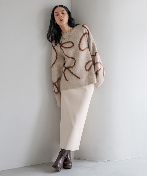 LOWRYS FARM（ローリーズファーム）の「ニュアンスラインニットプルオーバーＬＳ　600399（ニット/セーター・レディース・チャコールグレー/ライトグリーン/アイボリー・FREE）」の16枚目の写真