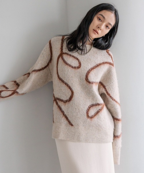 LOWRYS FARM（ローリーズファーム）の「ニュアンスラインニットプルオーバーＬＳ　600399（ニット/セーター・レディース・チャコールグレー/ライトグリーン/アイボリー・FREE）」の18枚目の写真