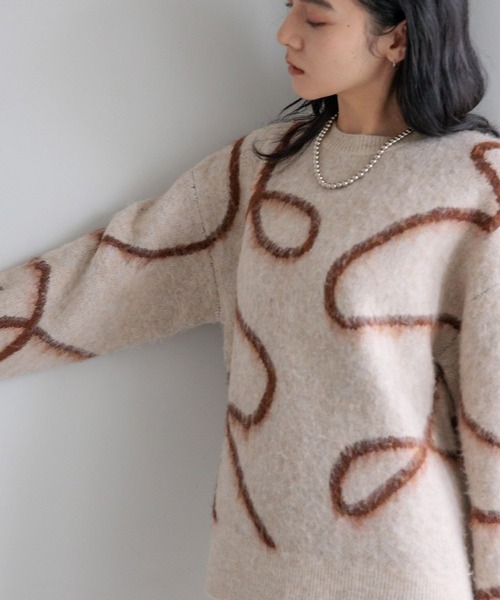 LOWRYS FARM（ローリーズファーム）の「ニュアンスラインニットプルオーバーＬＳ　600399（ニット/セーター・レディース・チャコールグレー/ライトグリーン/アイボリー・FREE）」の19枚目の写真