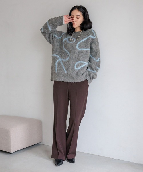 LOWRYS FARM（ローリーズファーム）の「ニュアンスラインニットプルオーバーＬＳ　600399（ニット/セーター・レディース・チャコールグレー/ライトグリーン/アイボリー・FREE）」の21枚目の写真