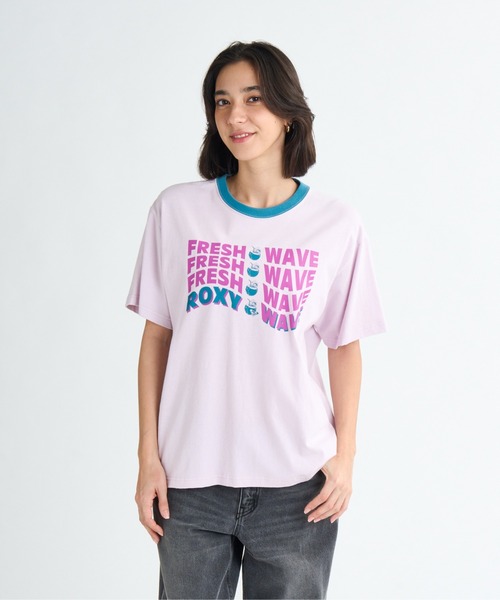 ROXY(ロキシー)の「FRESH WAVE TEE /ロキシーフロントプリント半袖Tシャツ(Tシャツ/カットソー・レディース・ブラック/ホワイト/ピンク/イエロー・X-LARGE/SMALL)」の4枚目の写真