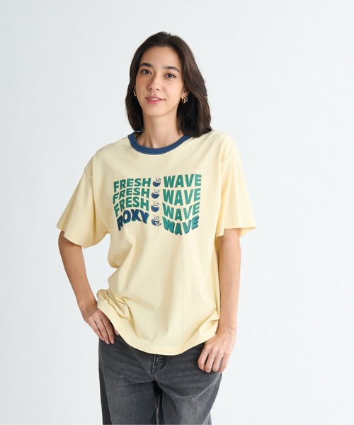 ROXY(ロキシー)の「FRESH WAVE TEE /ロキシーフロントプリント半袖Tシャツ(Tシャツ/カットソー・レディース・ブラック/ホワイト/ピンク/イエロー・X-LARGE/SMALL)」の3枚目の写真