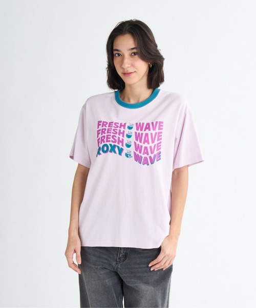 ROXY(ロキシー)の「FRESH WAVE TEE /ロキシーフロントプリント半袖Tシャツ(Tシャツ/カットソー・レディース・ブラック/ホワイト/ピンク/イエロー・X-LARGE/SMALL)」の5枚目の写真