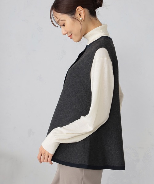 GALLORIA（ギャローリア）の「マシンウォッシャブル　ペプラムニットベスト（ベスト・レディース・チャコールグレー/ネイビー・LL/S/L/M）」の3枚目の写真