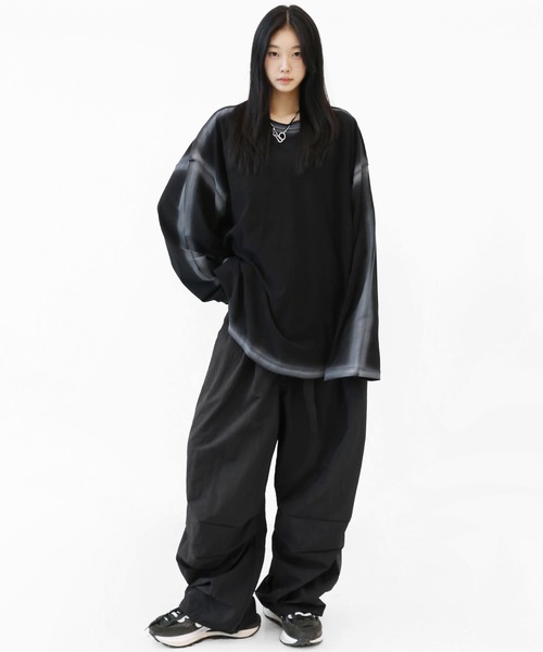 minsobi（ミンソビ）の「ベルトストラップナイロンワイドパンツ（その他パンツ・メンズ・ブラック・FREE）」の3枚目の写真