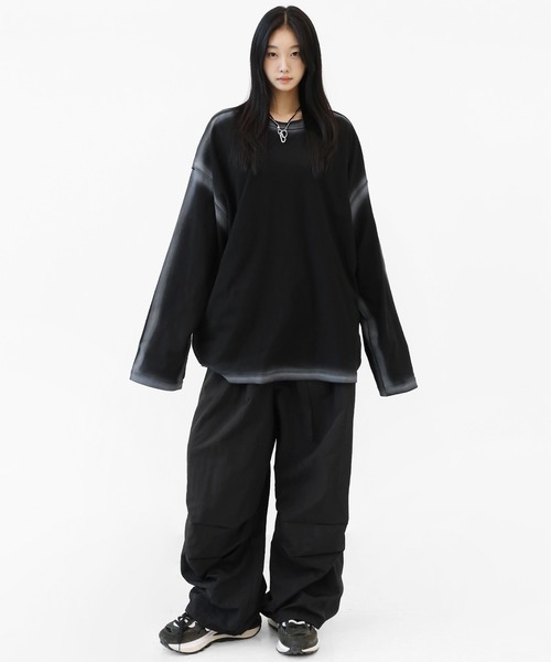 minsobi（ミンソビ）の「ベルトストラップナイロンワイドパンツ（その他パンツ・メンズ・ブラック・FREE）」の2枚目の写真