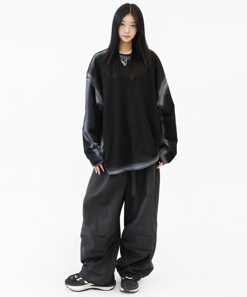 minsobi（ミンソビ）の「ベルトストラップナイロンワイドパンツ（その他パンツ・メンズ・ブラック・FREE）」の4枚目の写真