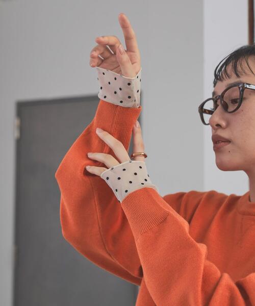 袖ドット柄切替ロングTシャツ（Tシャツ/カットソー）｜URBAN