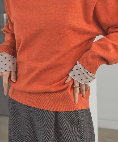 URBAN RESEARCH DOORS（アーバンリサーチドアーズ）の「袖ドット柄切替ロングTシャツ（Tシャツ/カットソー・レディース・オフホワイト/ブラック・MEDIUM）」の4枚目の写真