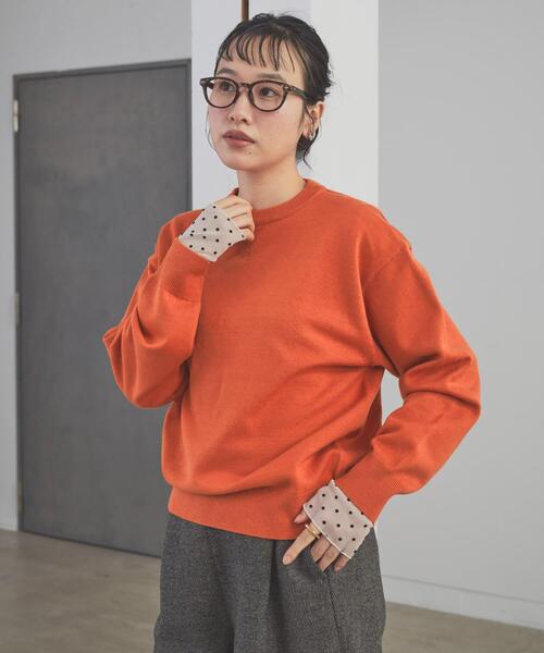 新品タグ付き　袖ドット柄切替ロングTシャツ　アーバンリサーチドアーズ　かぐれ 袖ドット柄切替ロングTシャツ（Tシャツ/カットソー）｜URBAN