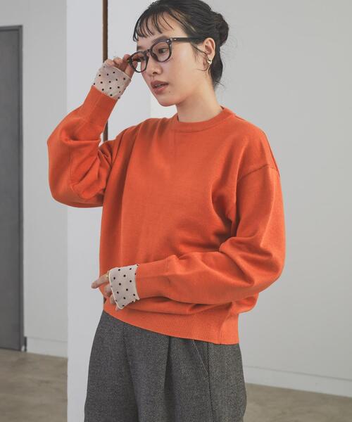 URBAN RESEARCH DOORS（アーバンリサーチドアーズ）の「袖ドット柄切替ロングTシャツ（Tシャツ/カットソー・レディース・オフホワイト/ブラック・MEDIUM）」の7枚目の写真