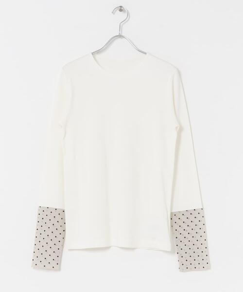 URBAN RESEARCH DOORS（アーバンリサーチドアーズ）の「袖ドット柄切替ロングTシャツ（Tシャツ/カットソー・レディース・オフホワイト/ブラック・MEDIUM）」の9枚目の写真