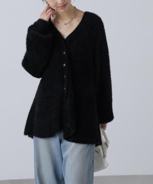 FREE'S MART（フリーズマート）の「◆〈ＭＦＭ〉ヘアリーペプラム金ボタンニットカーデ（ニット/セーター・レディース・グレー/ブラック/ネイビー/ピンク・FREE）」の12枚目の写真