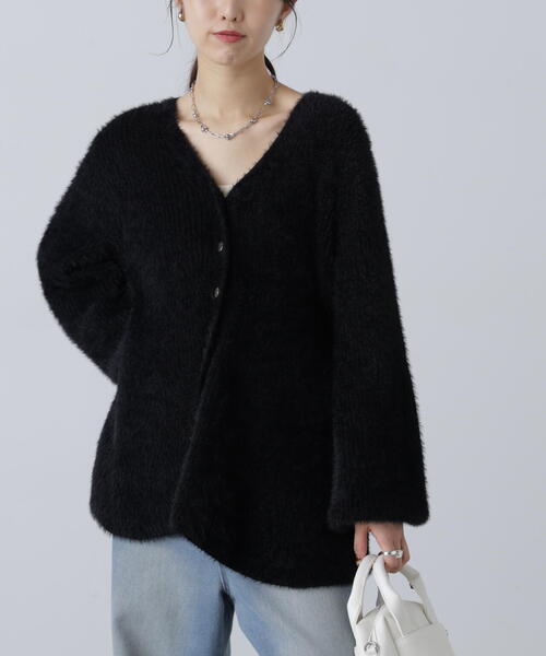 FREE'S MART（フリーズマート）の「◆〈ＭＦＭ〉ヘアリーペプラム金ボタンニットカーデ（ニット/セーター・レディース・グレー/ブラック/ネイビー/ピンク・FREE）」の13枚目の写真