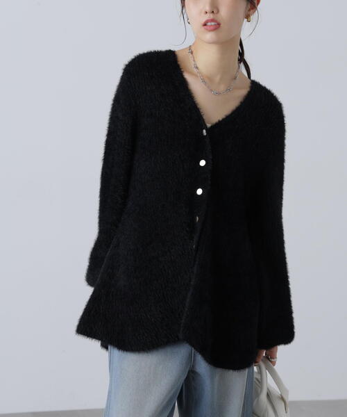 FREE'S MART（フリーズマート）の「◆〈ＭＦＭ〉ヘアリーペプラム金ボタンニットカーデ（ニット/セーター・レディース・グレー/ブラック/ネイビー/ピンク・FREE）」の14枚目の写真