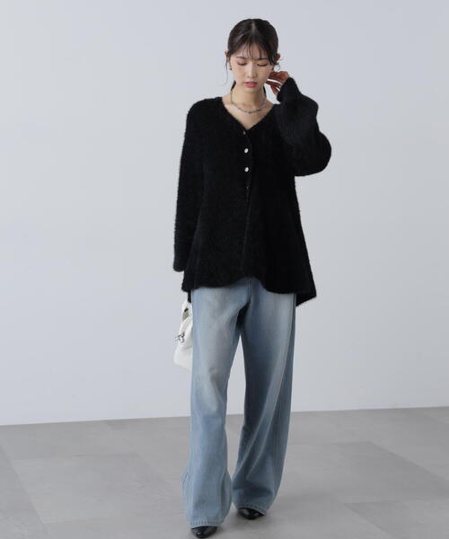 FREE'S MART（フリーズマート）の「◆〈ＭＦＭ〉ヘアリーペプラム金ボタンニットカーデ（ニット/セーター・レディース・グレー/ブラック/ネイビー/ピンク・FREE）」の18枚目の写真