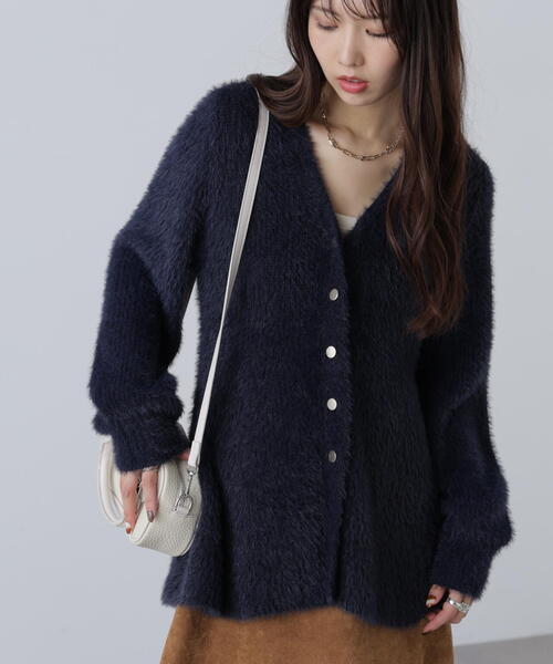 FREE'S MART（フリーズマート）の「◆〈ＭＦＭ〉ヘアリーペプラム金ボタンニットカーデ（ニット/セーター・レディース・グレー/ブラック/ネイビー/ピンク・FREE）」の6枚目の写真