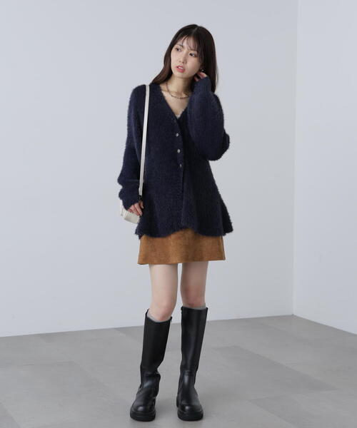 FREE'S MART（フリーズマート）の「◆〈ＭＦＭ〉ヘアリーペプラム金ボタンニットカーデ（ニット/セーター・レディース・グレー/ブラック/ネイビー/ピンク・FREE）」の8枚目の写真