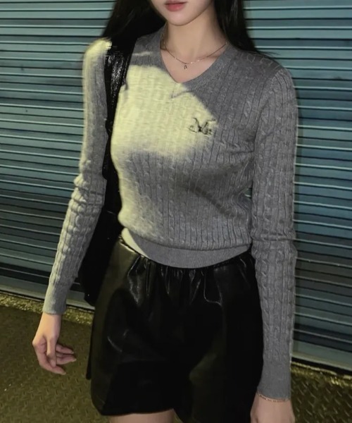 MUCENT（ムセント）の「◇MUCENT◇ブランド直輸入正規品/MUCENT プリムローズ Vネック クロップニット MUCENT PRIMROSE V-NECK CROP KNIT（ニット/セーター・レディース・ブラック/アイボリー/グレー・FREE）」の19枚目の写真