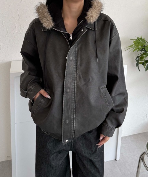 sedacle(セダクル)の「ヴィンテージ加工合皮ブルゾン(ブルゾン・メンズ・ブラック・LARGE/MEDIUM)」の7枚目の写真