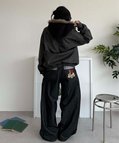 sedacle(セダクル)の「ヴィンテージ加工合皮ブルゾン(ブルゾン・メンズ・ブラック・LARGE/MEDIUM)」の3枚目の写真