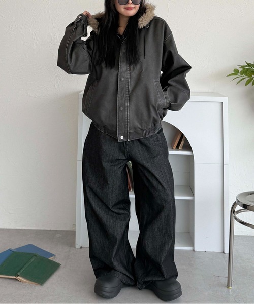 sedacle(セダクル)の「ヴィンテージ加工合皮ブルゾン(ブルゾン・メンズ・ブラック・LARGE/MEDIUM)」の9枚目の写真