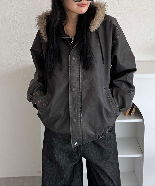 sedacle(セダクル)の「ヴィンテージ加工合皮ブルゾン(ブルゾン・メンズ・ブラック・LARGE/MEDIUM)」の16枚目の写真