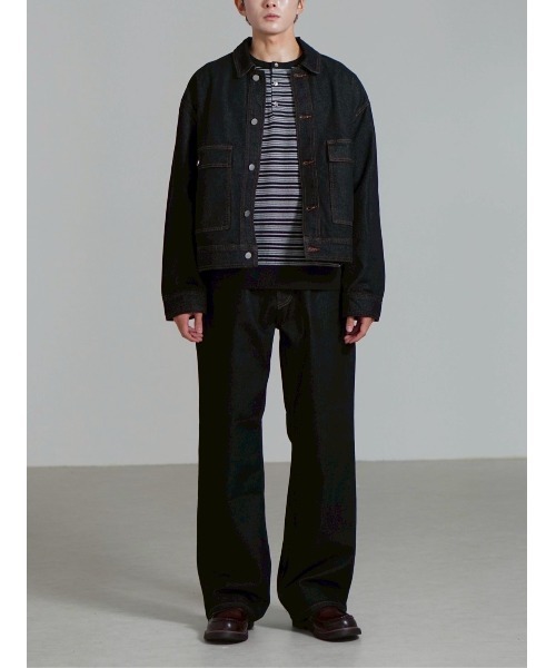 Chikashitsu +(チカシツプラス)の「【Chikashitsu +】semi wide rigid denim pants / 【チカシツプラス】セミワイドリジッドデニムパンツ(デニムパンツ・メンズ・ブルー/ブラック・S/M)」の6枚目の写真